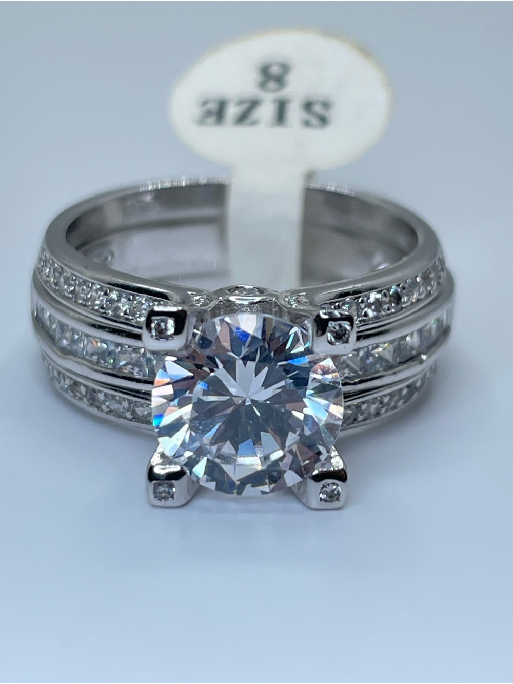 Stunning 10K Gold Plated CZ Engagement Ring Set Split Shank Pavé New